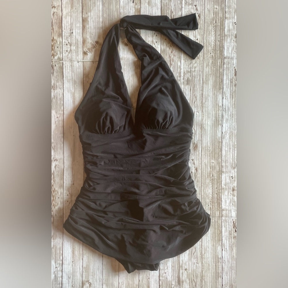 🆕 MAGICSUIT Halter Neck Tummy Control Swim Dress One-Piece Black 10 Medium M - Picture 6 of 16